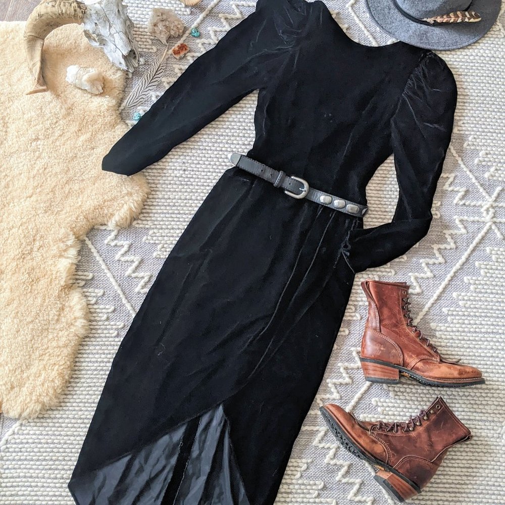Vintage Black Velvet Dress